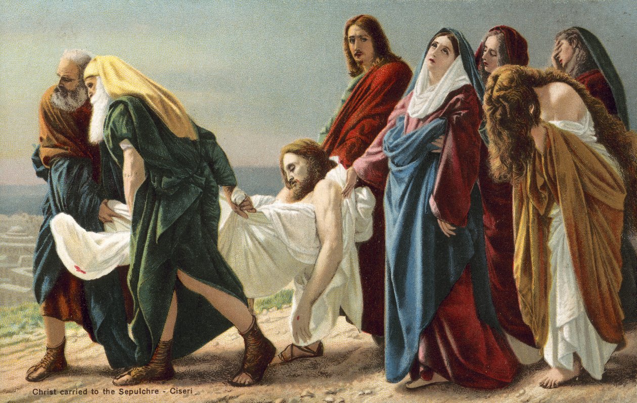 Kristus bärs till gravkammaren (färglitografi) av Antonio Ciseri