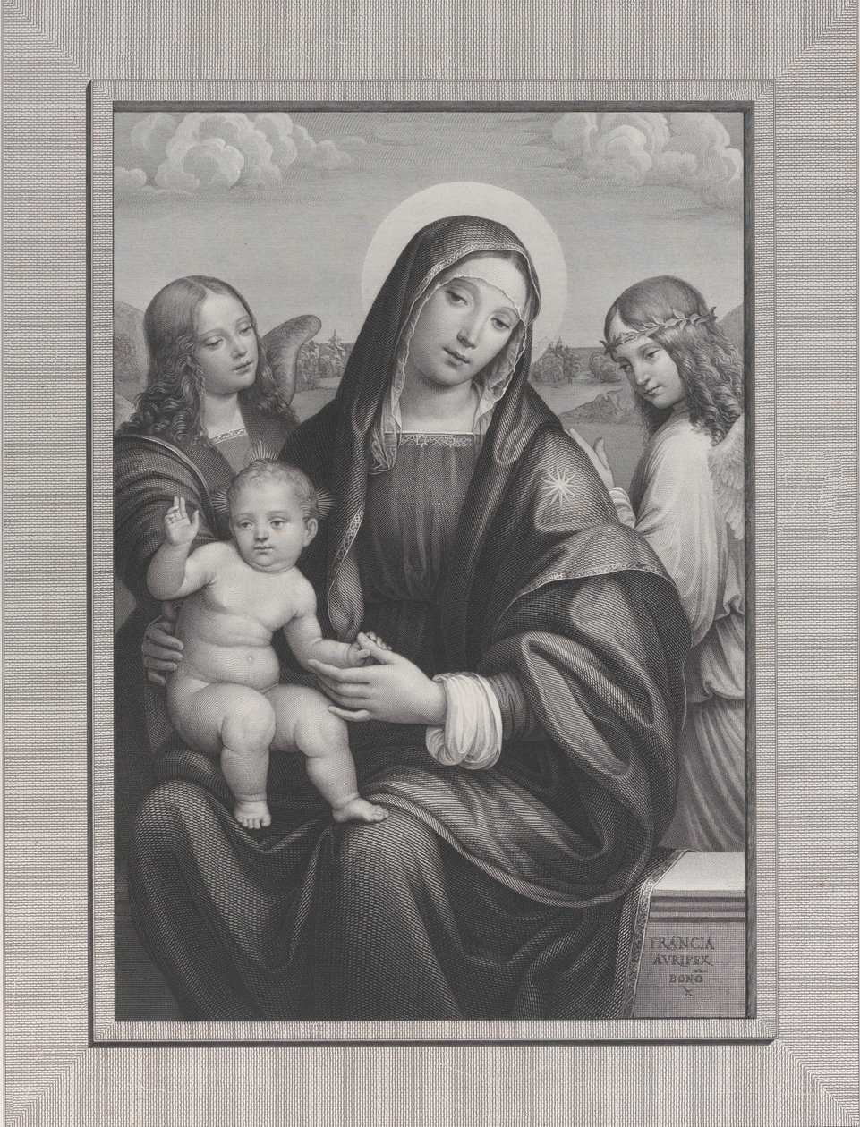 Madonna och barn med änglar, 1822-88. av Antonio Dalco