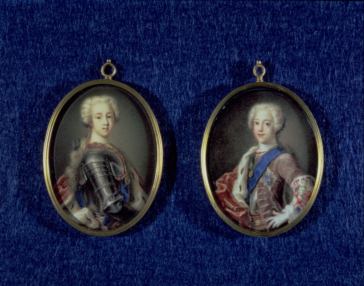 Prins Henry Benedict Stuart (1725-1807) och Prins Charles Edward Stuart (1720-88), ca 1734 (olja på elfenben) av Antonio David