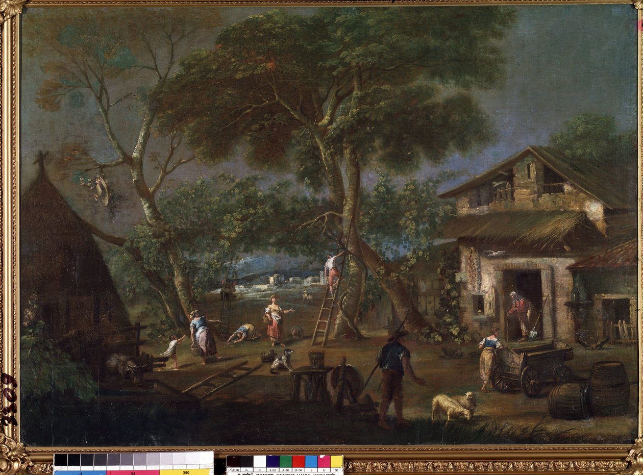 ""Landskap i Italien"" (italienskt landskap) En bondgård på den italienska landsbygden. Målning av Antonio Diziani (1737-1797) Mikalojus Konstantinas Ciurlionis Fine Arts Museum, Kaunas, Litauen av Antonio Diziani