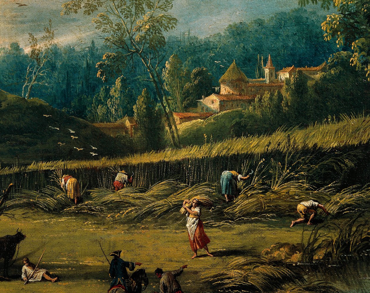 Skörden, detalj från Sommaren, av Antonio Diziani (1737-1797), målning. av Antonio Diziani