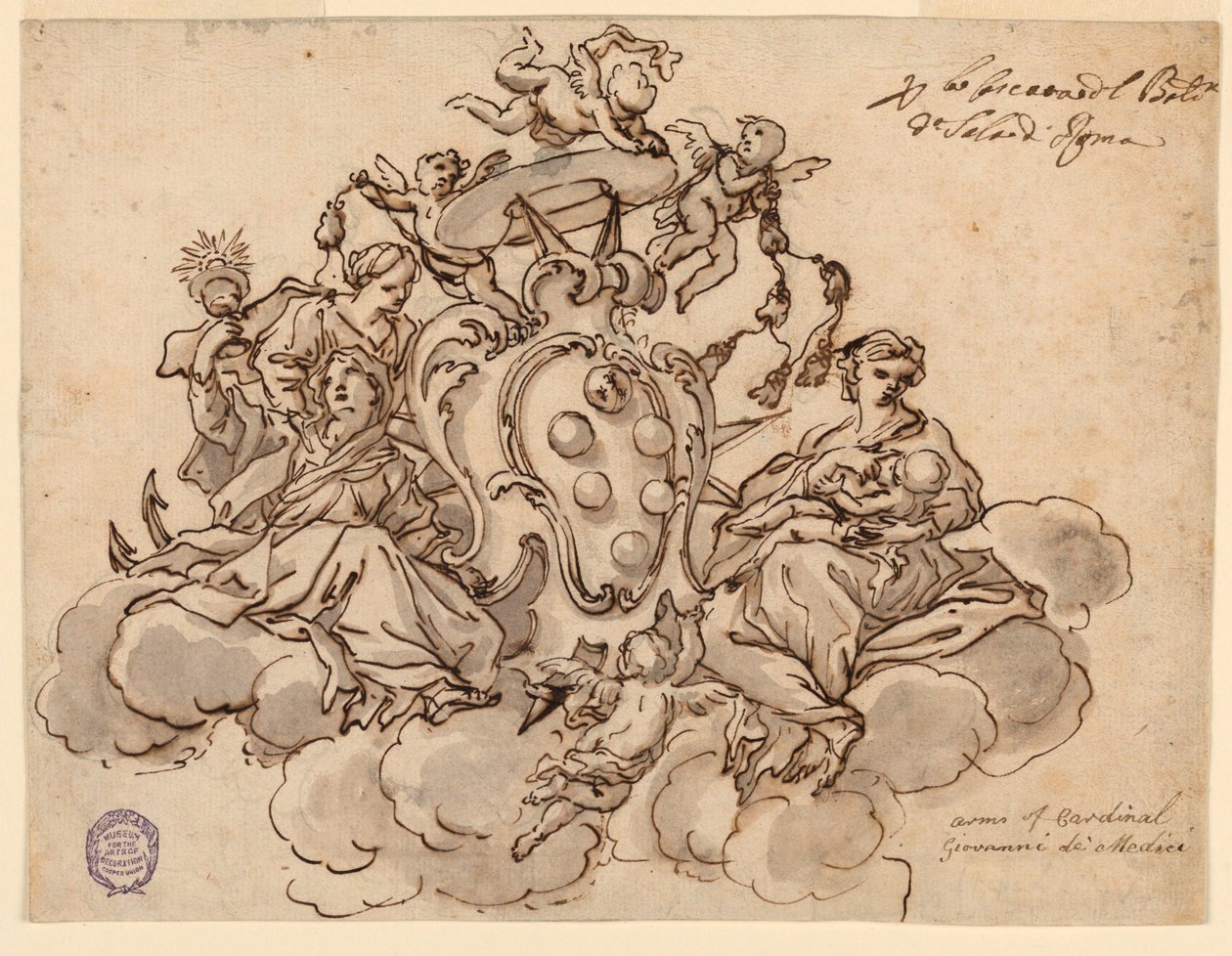 Design för en takmålning (?) med kardinal Francesco Maria de