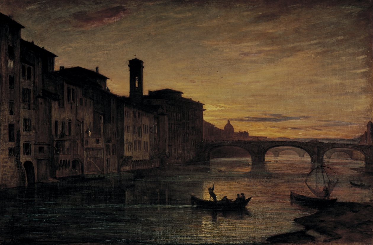 Arnofloden i Ponte Santa Trinita, ca 1866 (olja på duk) av Antonio Fontanesi