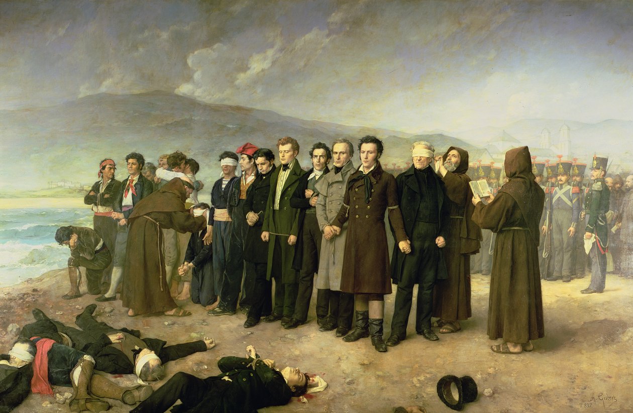 Avrättning av Jose Maria de Torrijos y Uriarte (1791-1831) och hans följeslagare 1831, 1888 av Antonio Gisbert