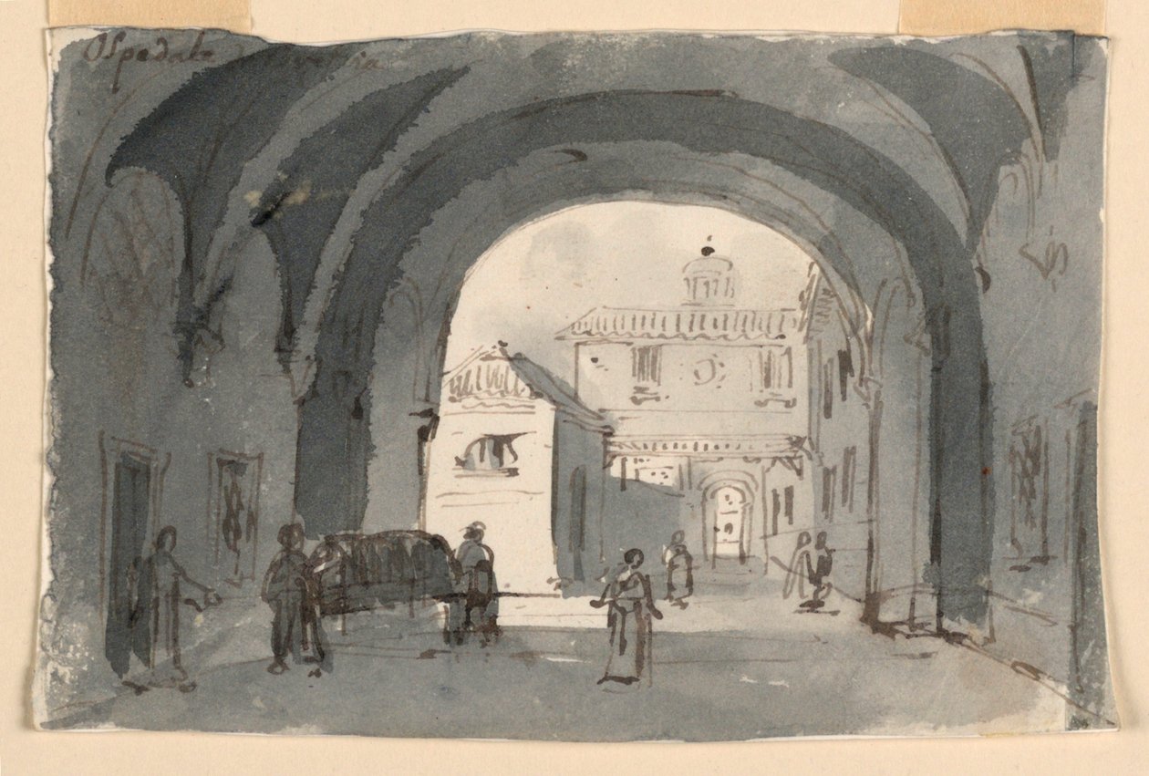 Scenografi, sjukhuset i Brescia av Antonio Giuseppe Basoli