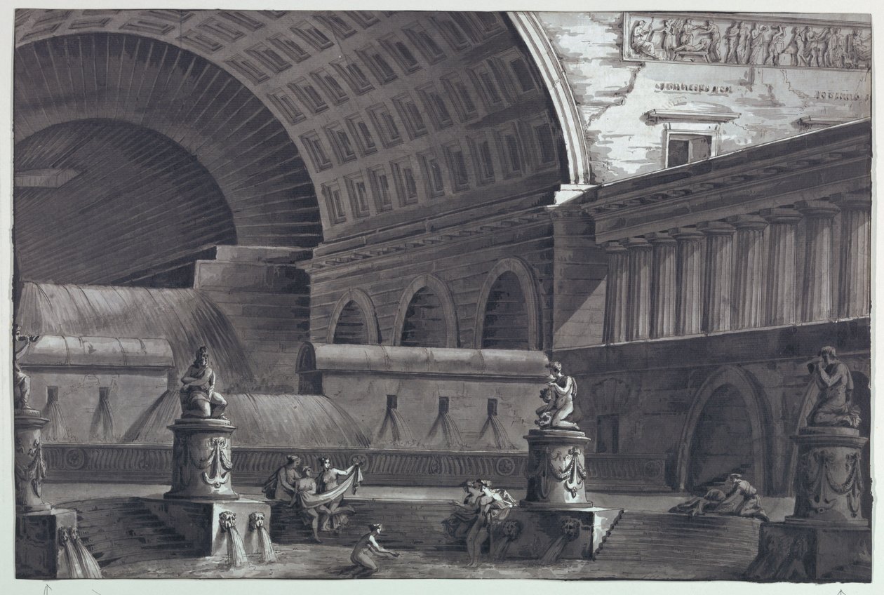 Scenografi, romerska bad av Antonio Giuseppe Basoli