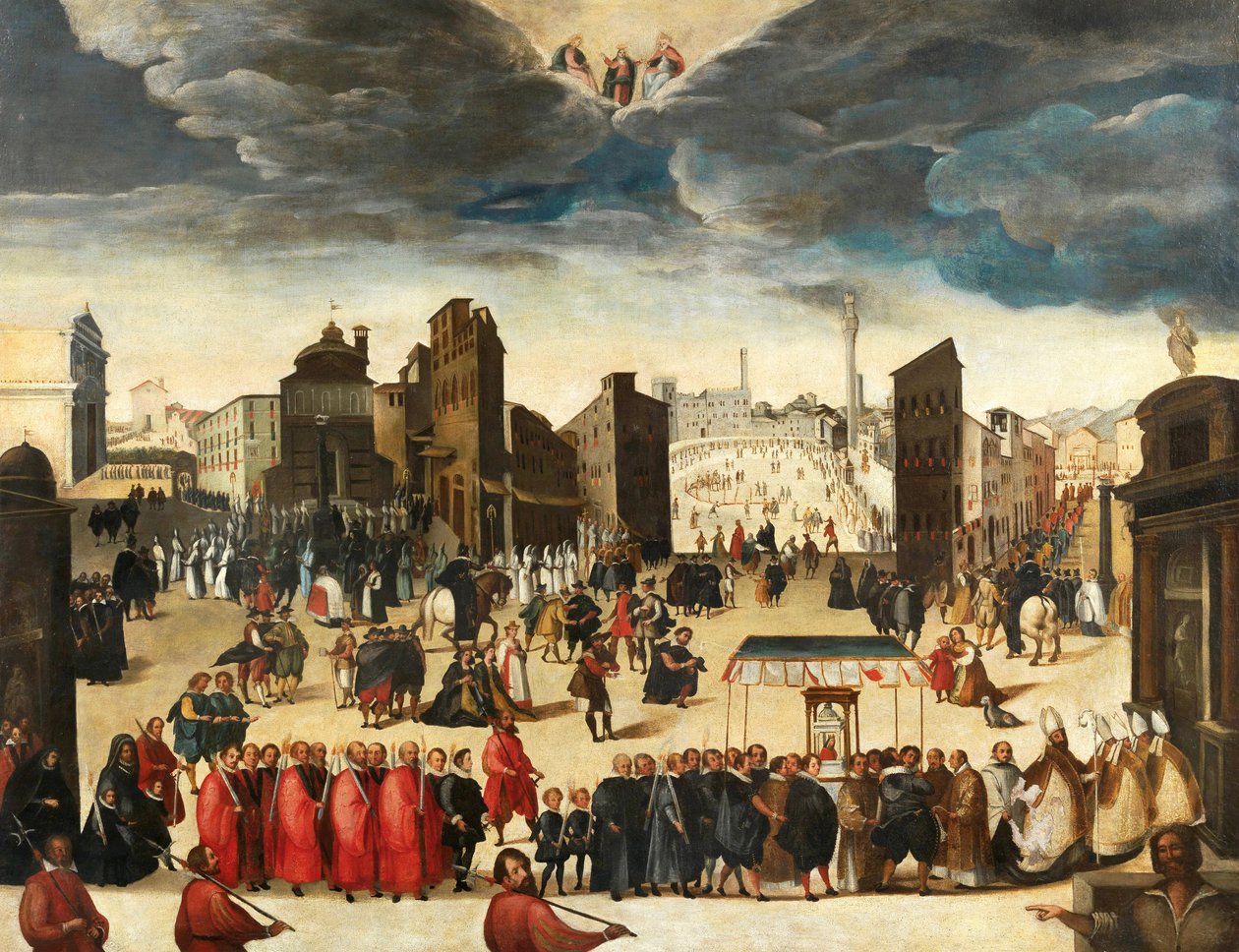 Processionen som firar invigningen av Insigne Collegiata di Santa Maria, 23 oktober 1611. av Antonio Gregori