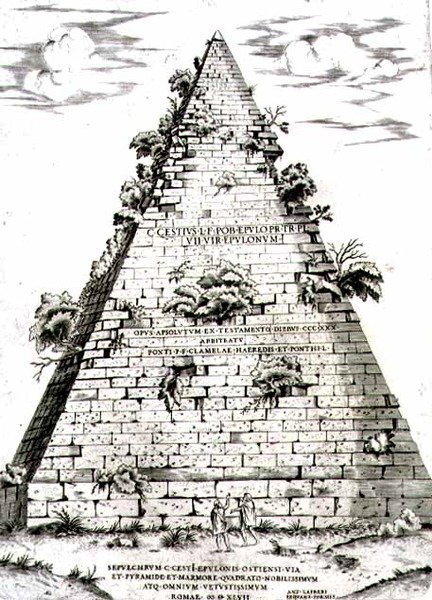 Pyramiden av Caius Cestius byggd c.12 f.Kr., Rom av Antonio Lafreri