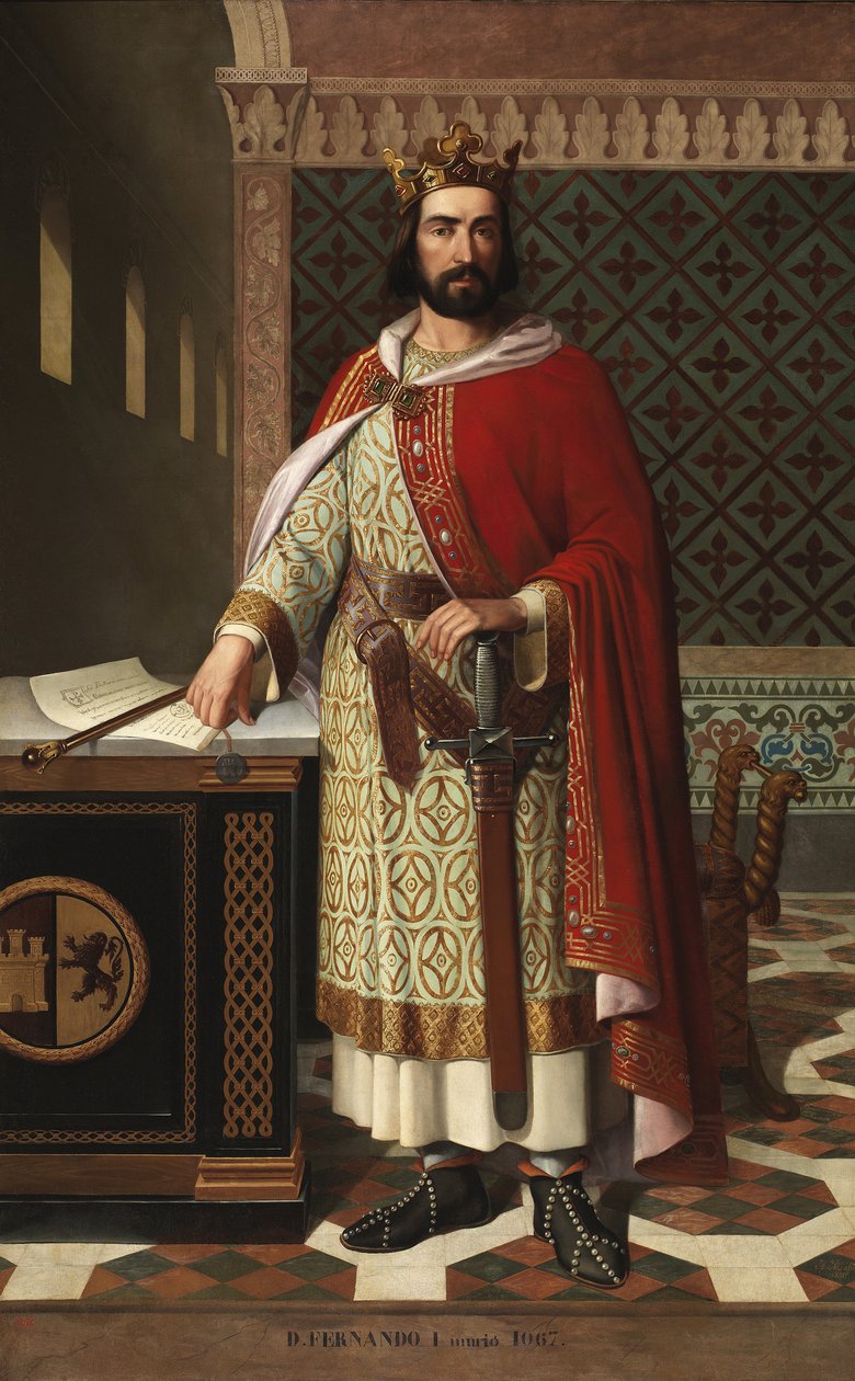 Porträtt av kung Ferdinand I av Leon (1016-1065) (Porträtt av Ferdinand I av Leon kallad den store) Målning av Antonio Maffei Rosal (1817-1868) 1855 Palacio de las Cortes, Madrid av Antonio Maffei Rosal