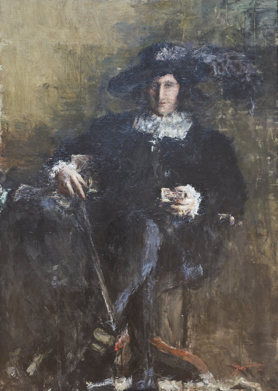 Sittande musketör, ca 1920 (olja på duk) av Antonio Mancini