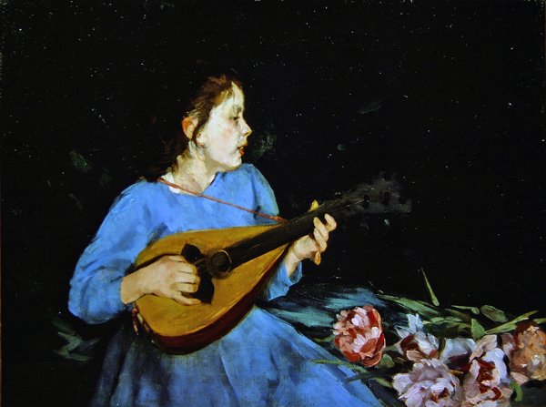 Mandolinspelaren (olja på duk) av Antonio Mancini