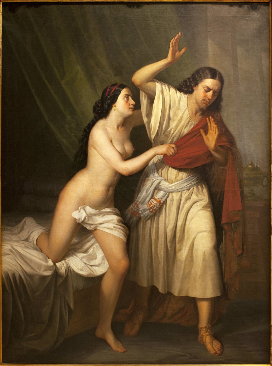Josef och Putifars hustru (Potifar). Målning av Antonio Esquivel (1806-1857), olja på duk av Antonio María Esquivel y Suárez de Urbina