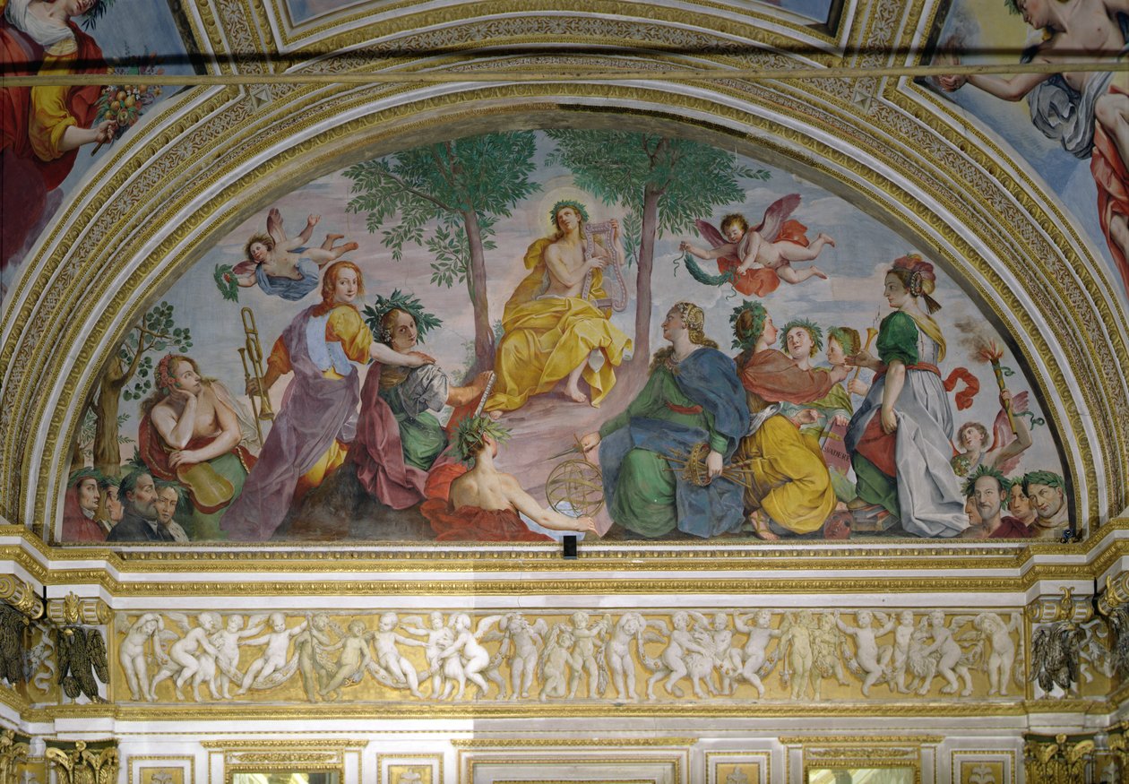 Spegelsalen, Apollo och muserna (fresk) av Antonio Maria Viani