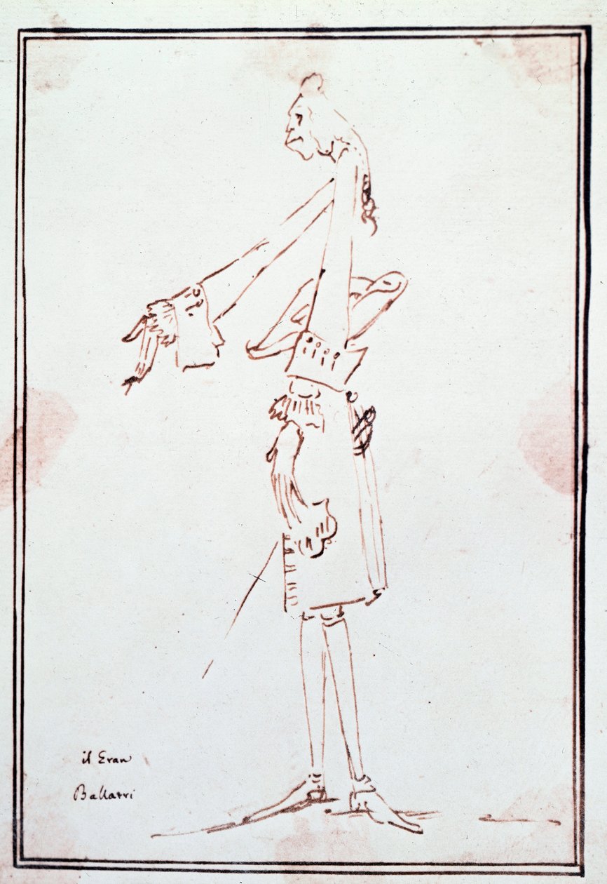 Porträtt av Filippo Balatri (1676-1756) italiensk kastrat (castrato) Karikatyr av Anton Maria Zanetti (1679Ð1767). 1700-tals privatsamling av Antonio Maria Zanetti