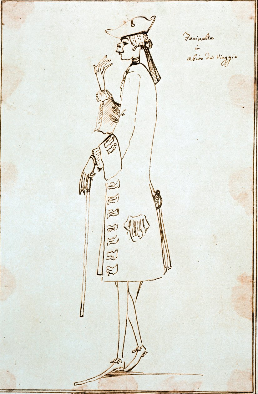 Porträtt av kastratsångaren Carlo Broschi dit Farinelli (1705-1782) representerar under sin resa till Venedig för att framföra Tommaso Albinonis La Didone abandonnata ”” ”omkring 1725. Teckning av Anton Maria Zanetti (1680-1767) Venedig Fondazione Cini av Antonio Maria Zanetti