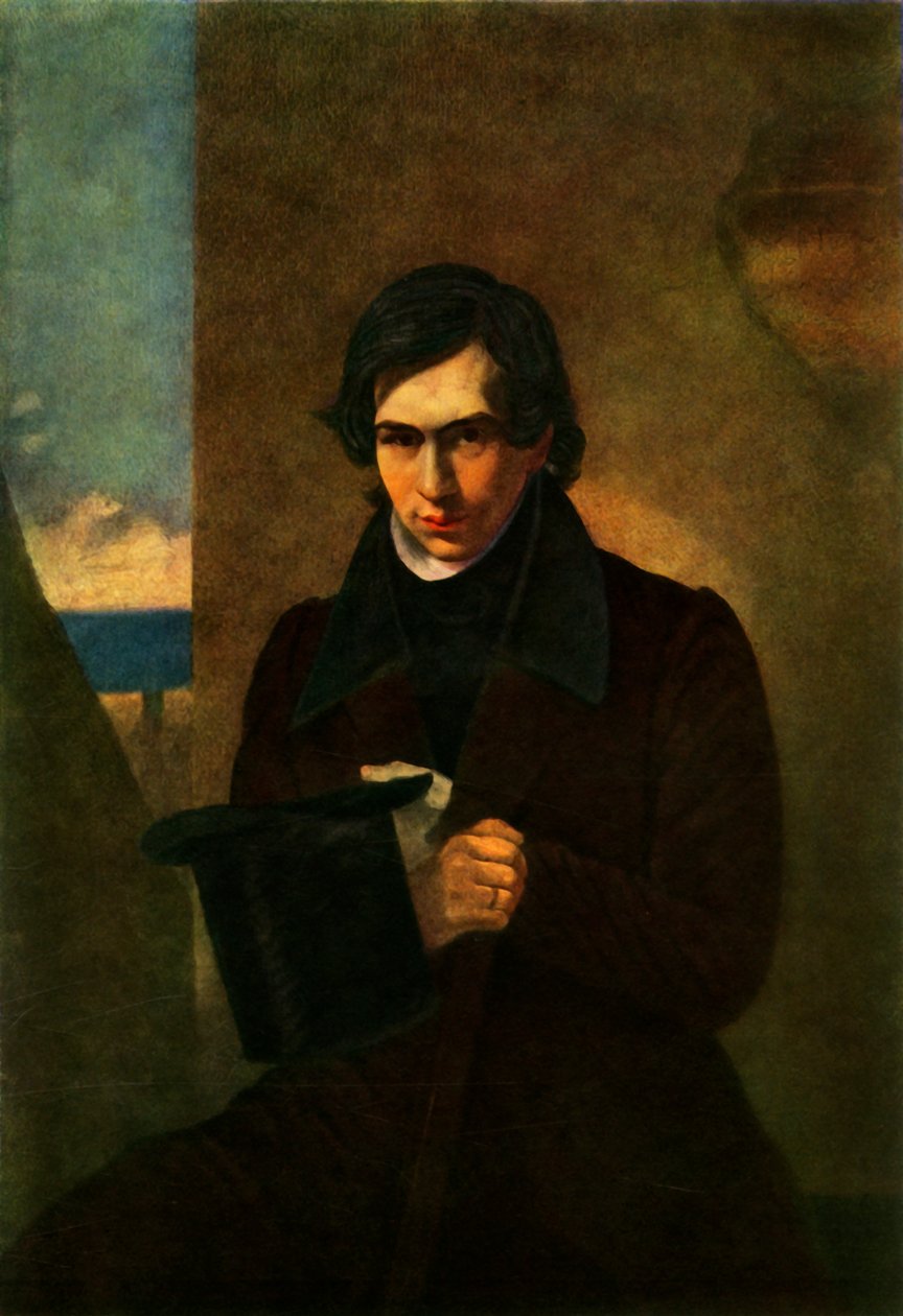 Porträtt av poeten Nestor Vasilyevich Kukolnik, 1836, 1965. av Antonio Molinari