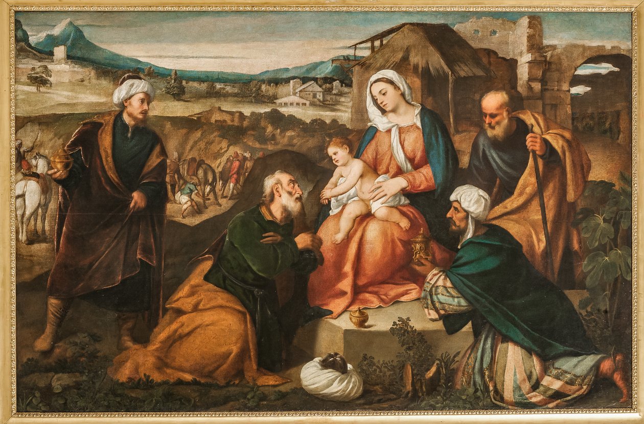 Adoration of the Magi (olja på duk) av Antonio Palma