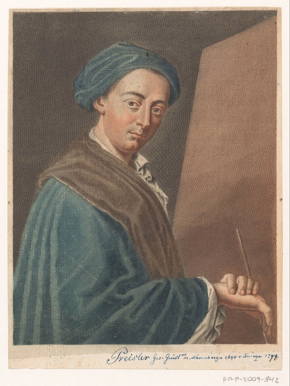 Porträtt av konstnären Johann Justin Preissler Porträtt av konstnärer (serietitel) av Antonio Pazzi
