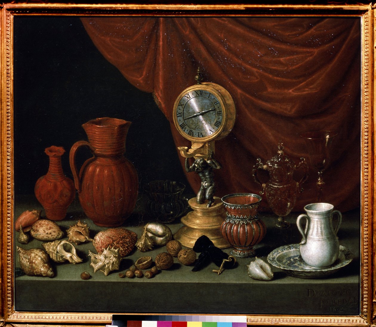"Stilleben med klocka" Pendel, kanna, skal, nötter, kristallglas. Målning av Antonio de Pereda y Salgado (1611-1678) 1652 Pushkin Museum, Moskva av Antonio Pereda y Salgado
