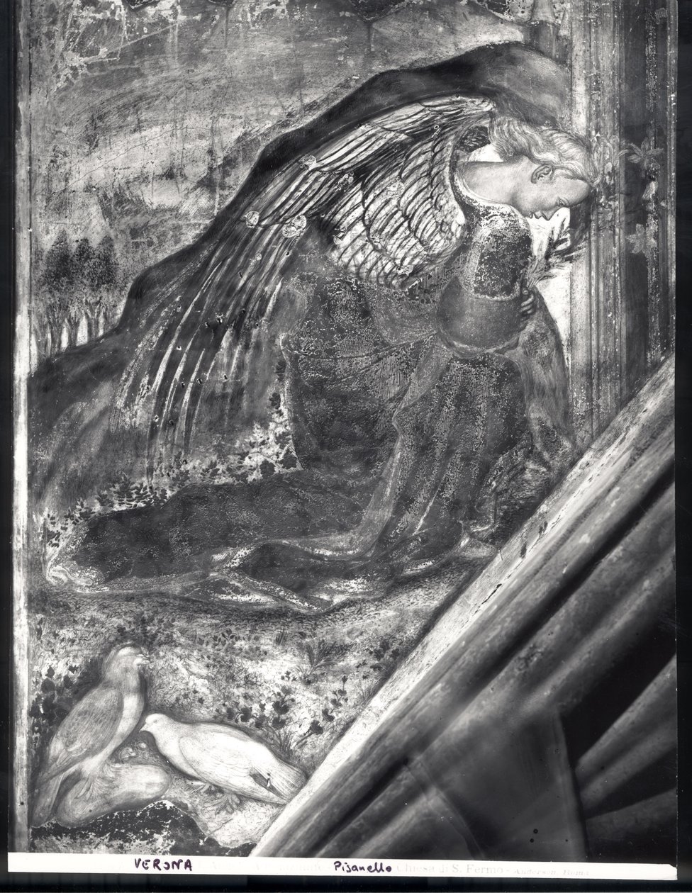 Ärkeängeln Gabriel, detalj från bebådelsen av Antonio Pisanello