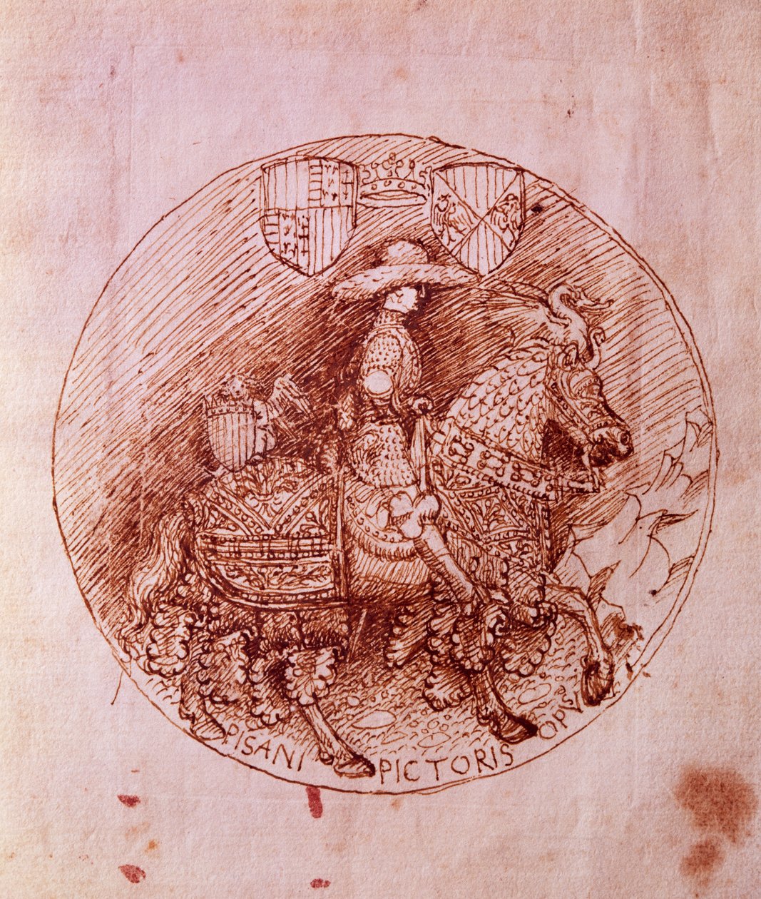 Design av Alfonsos av Aragons medalj, av Antonio Pisanello (1395-1455) av Antonio Pisanello