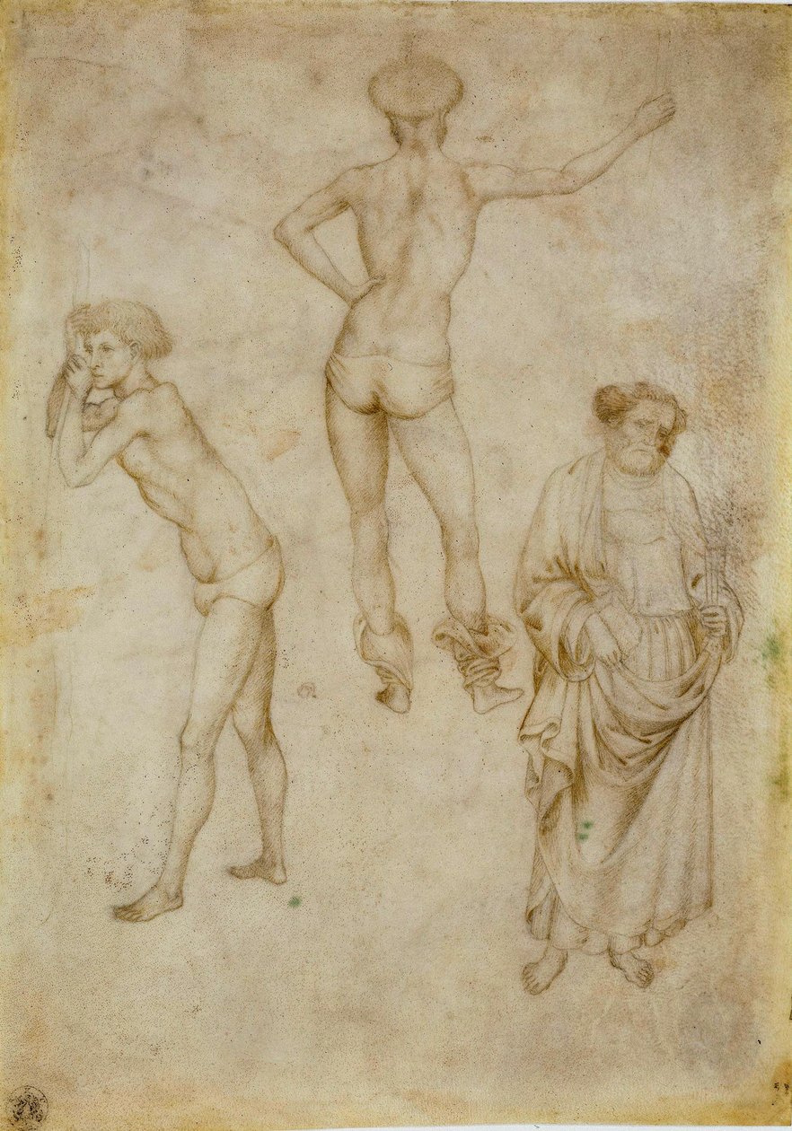 ""Figures masculines et saint Pierre"" (Two male figure studies and Saint Peter) Etude Dessin d