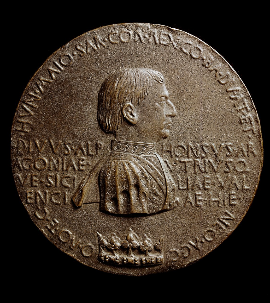 Medalj av Alfonso V av Aragon (Alfonso Magnanimus eller den store). På italienska Alfonso the Magnificent eller Alfonso V av Aragon av Antonio Pisanello