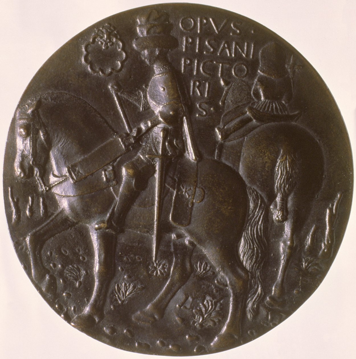 Porträttmedalj, baksida föreställande Gianfrancesco Gonzaga 13945-1444 på en häst, 1446-8 brons för framsida se 96843 av Antonio Pisanello