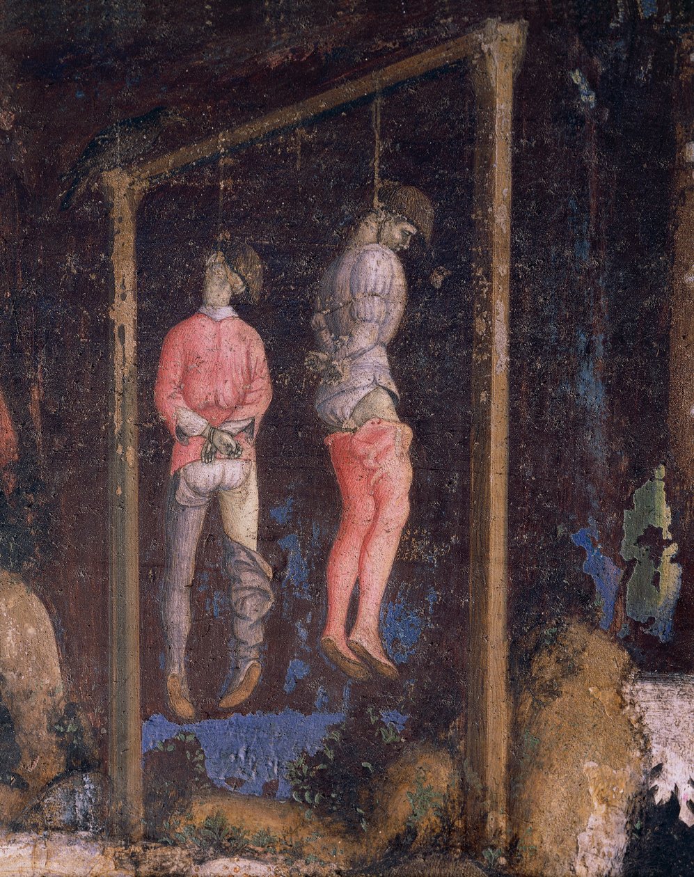 De hängda männen, detalj från St George and the Princess av Antonio Pisanello