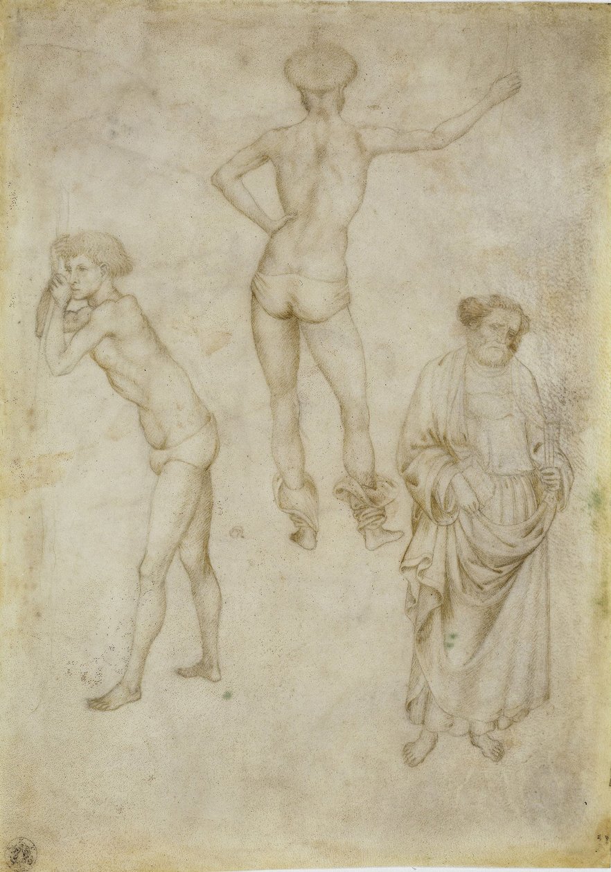 Två mansfigurstudier och Sankt Peter, 1430-1435 av Antonio Pisanello