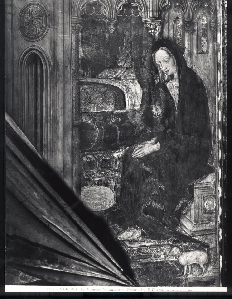 Jungfru Maria, detalj från bebådelsen av Antonio Pisanello
