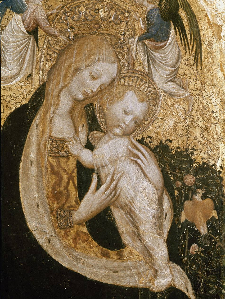 Jungfru med vaktel (Detrempe på trä, ca 1420) av Antonio Pisanello