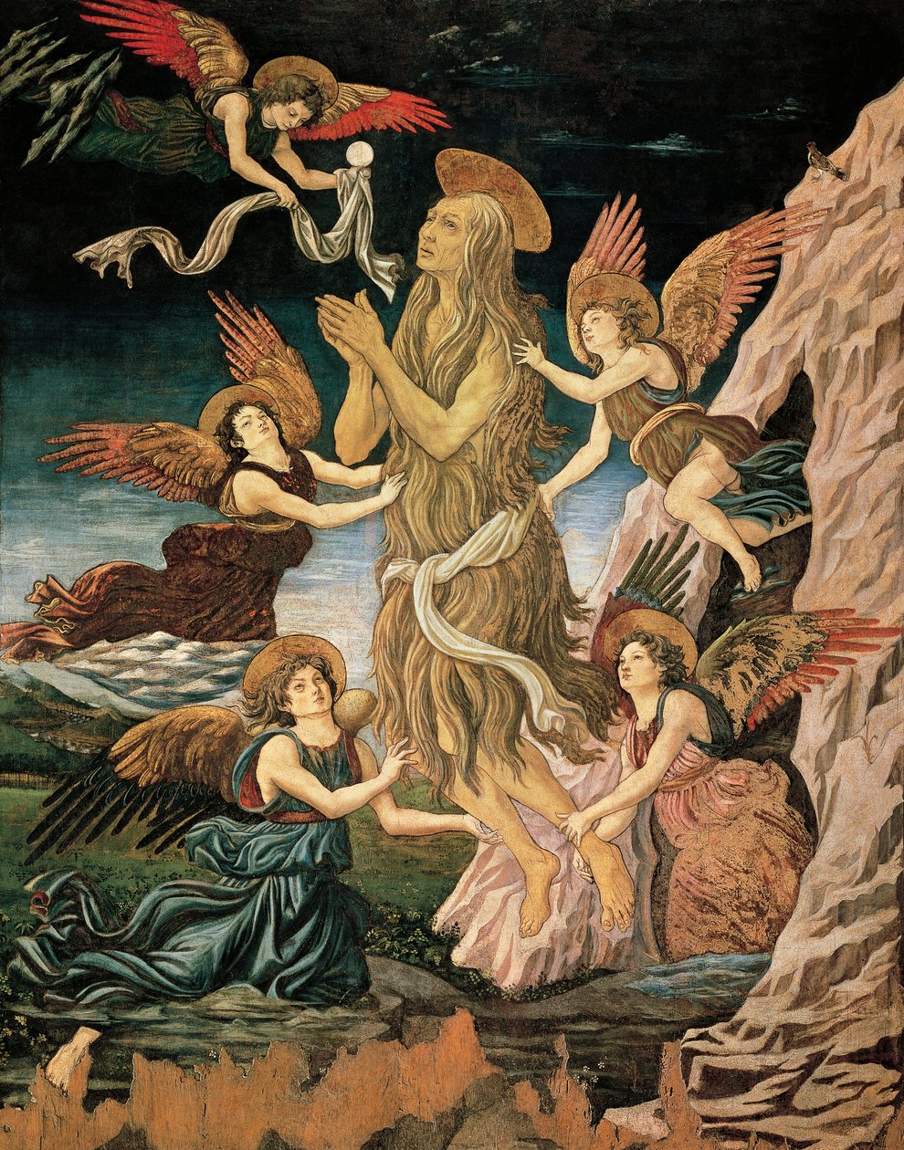 Kupalizwa kwa Mtakatifu Mary wa Misri au Kupalizwa kwa Mtakatifu Mary Magdalene, Antonio Benci anayejulikana kama Pollaiuolo (1431-ca 1498), mafuta na tempera juu ya kuni. av Antonio Pollaiuolo