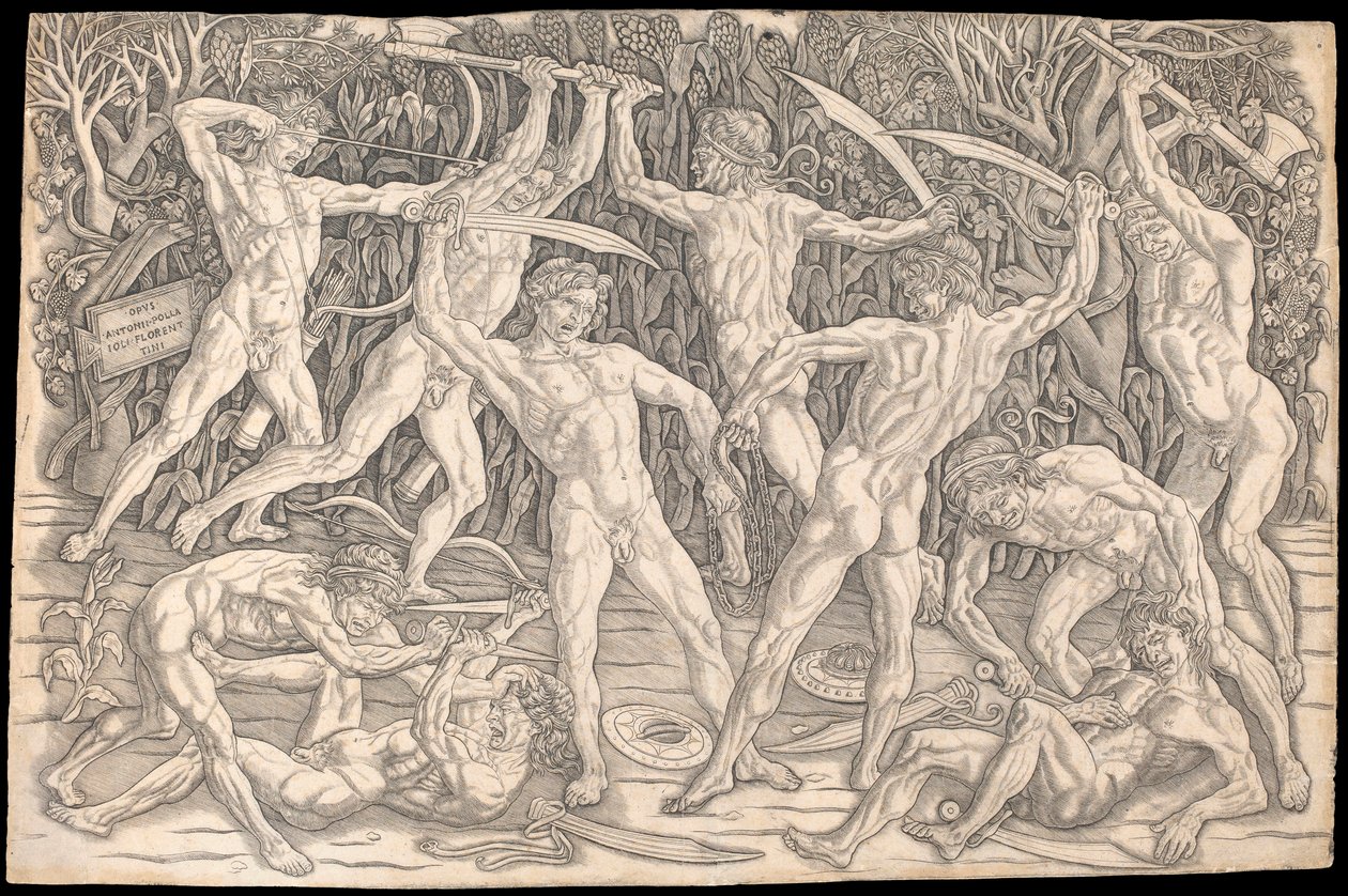 Battle of the Nudes av Antonio del Pollaiolo, ca 1470-90 (s/v gravyr) av Antonio Pollaiuolo