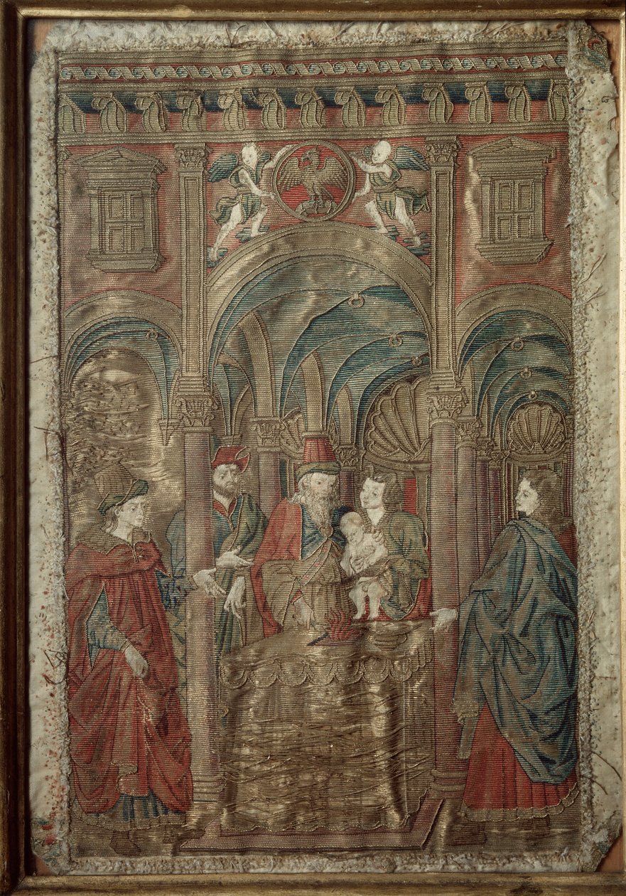 Sida och guldbroderi efter en teckning av Antonio Pollaiolo (Benci eller Pollaiuolo) (ca 1431-1498) 1466-1480 Cabinet of Design and Stamps, Uffizi, Florens av Antonio Pollaiuolo