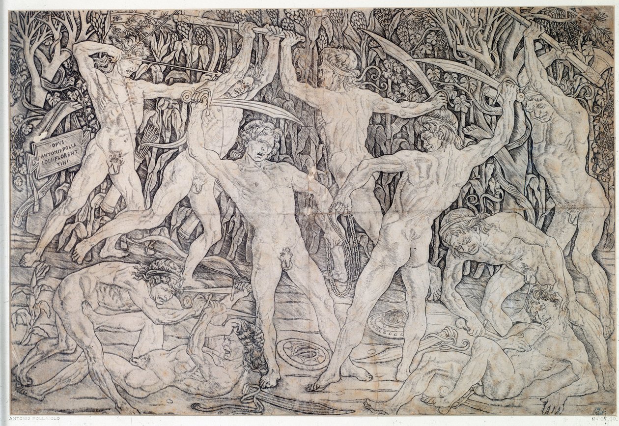 Nakna krigares kamp Teckning av Antonio Pollaiolo (Pollaiuolo eller Benci) (ca 1431-1498) 1470 Institutionen för tryck och teckningar, Uffizi Florens av Antonio Pollaiuolo