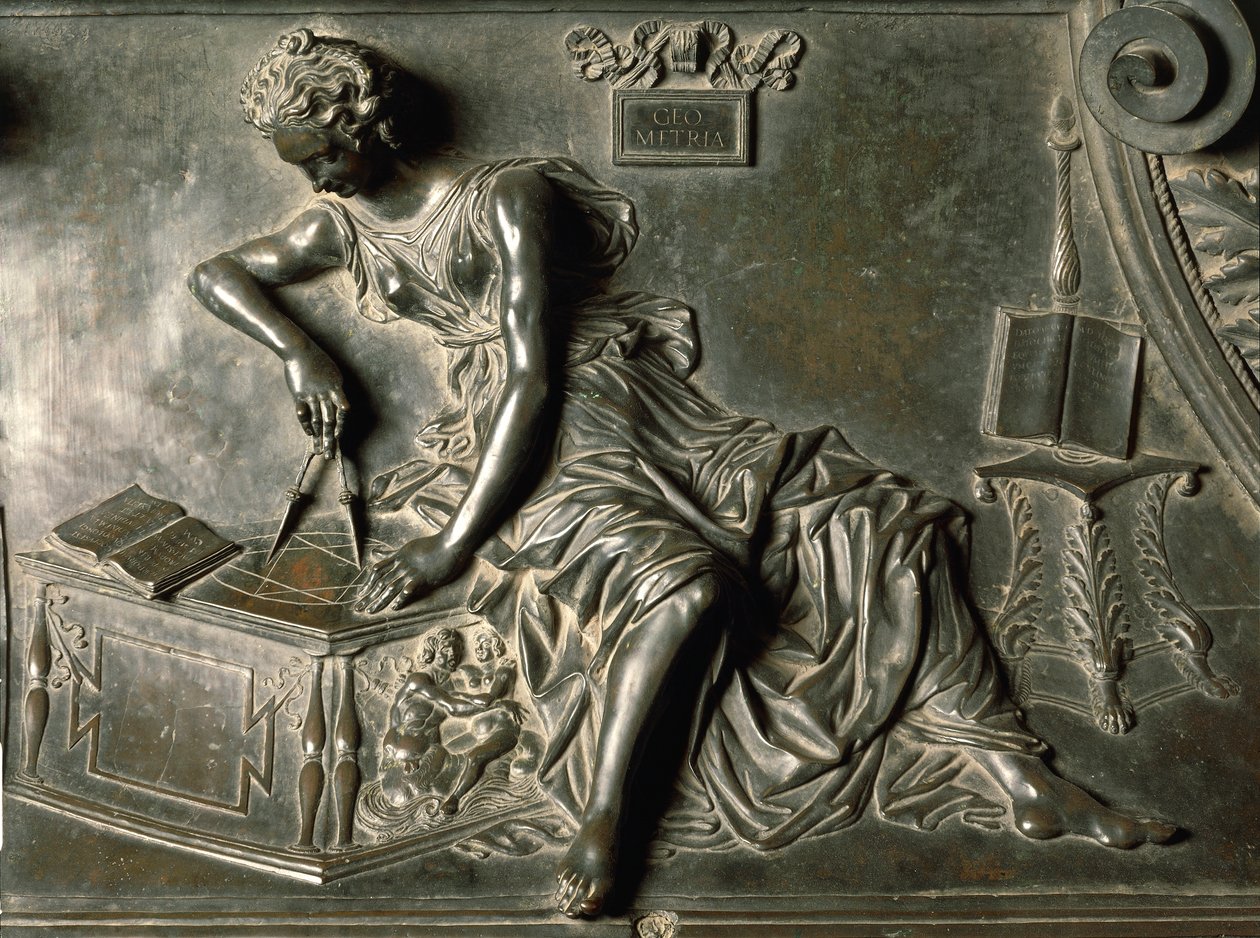 Geometri, detalj från graven av Sixtus IV av Antonio Pollaiuolo (1432-1498), brons, Peterskyrkan, Vatikanstaten av Antonio Pollaiuolo