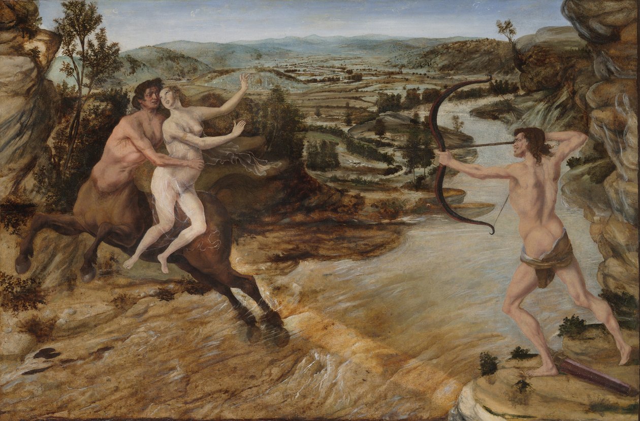 Herkules och Deianira, ca 1475-80 (olja på panel överförd till duk) av Antonio Pollaiuolo