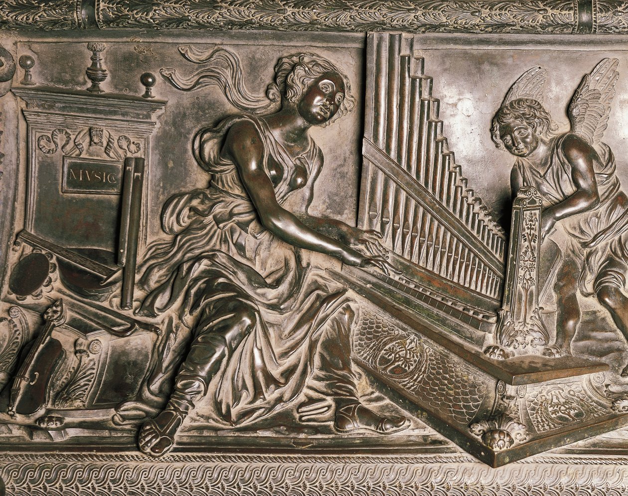 Musik, detalj från Sixtus IV:s grav av Antonio Pollaiuolo