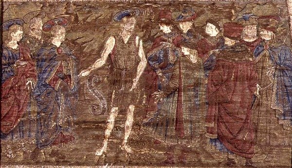 Johannes Döparen som pekar ut Kristus för folkmassan, gobeläng med scener ur helgonets liv (textil) av Antonio Pollaiuolo
