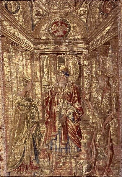 Johannes döparen anklagas av Herodes, gobeläng som skildrar scener från helgonets liv (textil) av Antonio Pollaiuolo