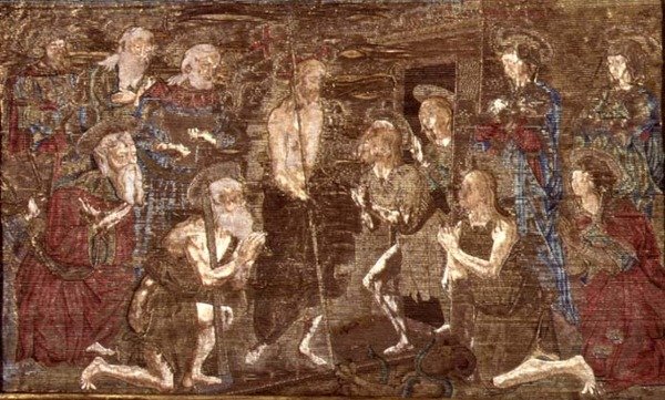 Kristi nedstigning till limbo och frigivningen av Johannes Döparen, gobeläng som skildrar scener från helgonets liv (textil) av Antonio Pollaiuolo