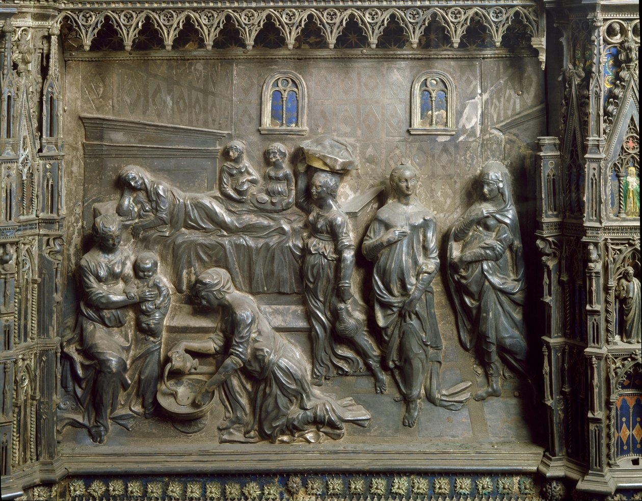 Johannes Döparens födelse. Silverrelief av Antonio Pollaiuolo