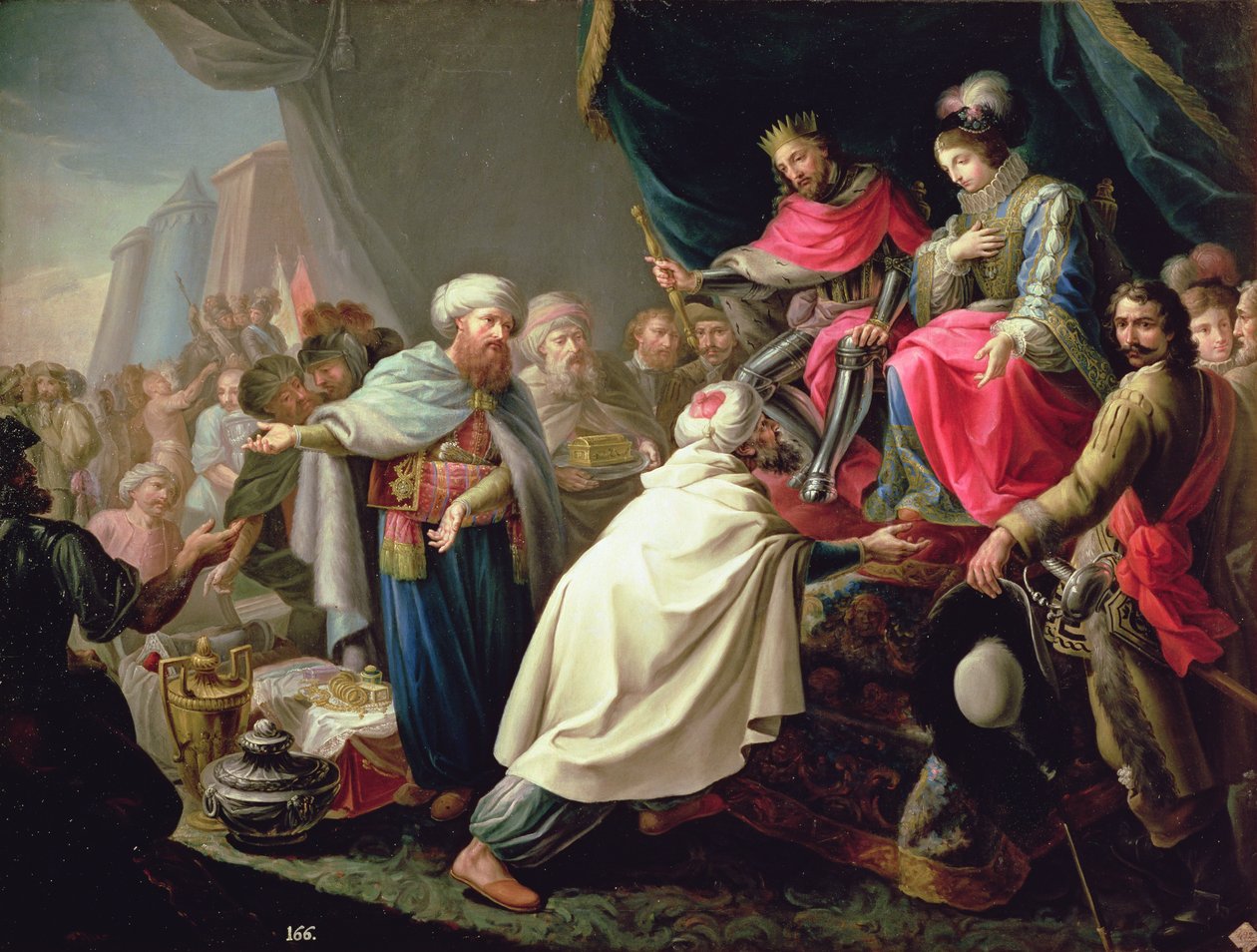 De katolska monarkerna och de arabiska prinsarnas hyllning (olja på duk) av Antonio Rodríguez
