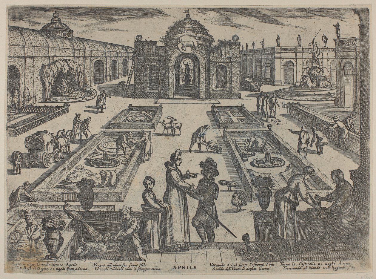 April: En trädgård (De tolv månaderna I) av Antonio Tempesta