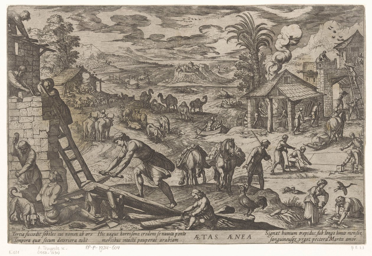 Bronsåldern Aetas aenea (titel på objekt) Four Ages of the World (serietitel) av Antonio Tempesta