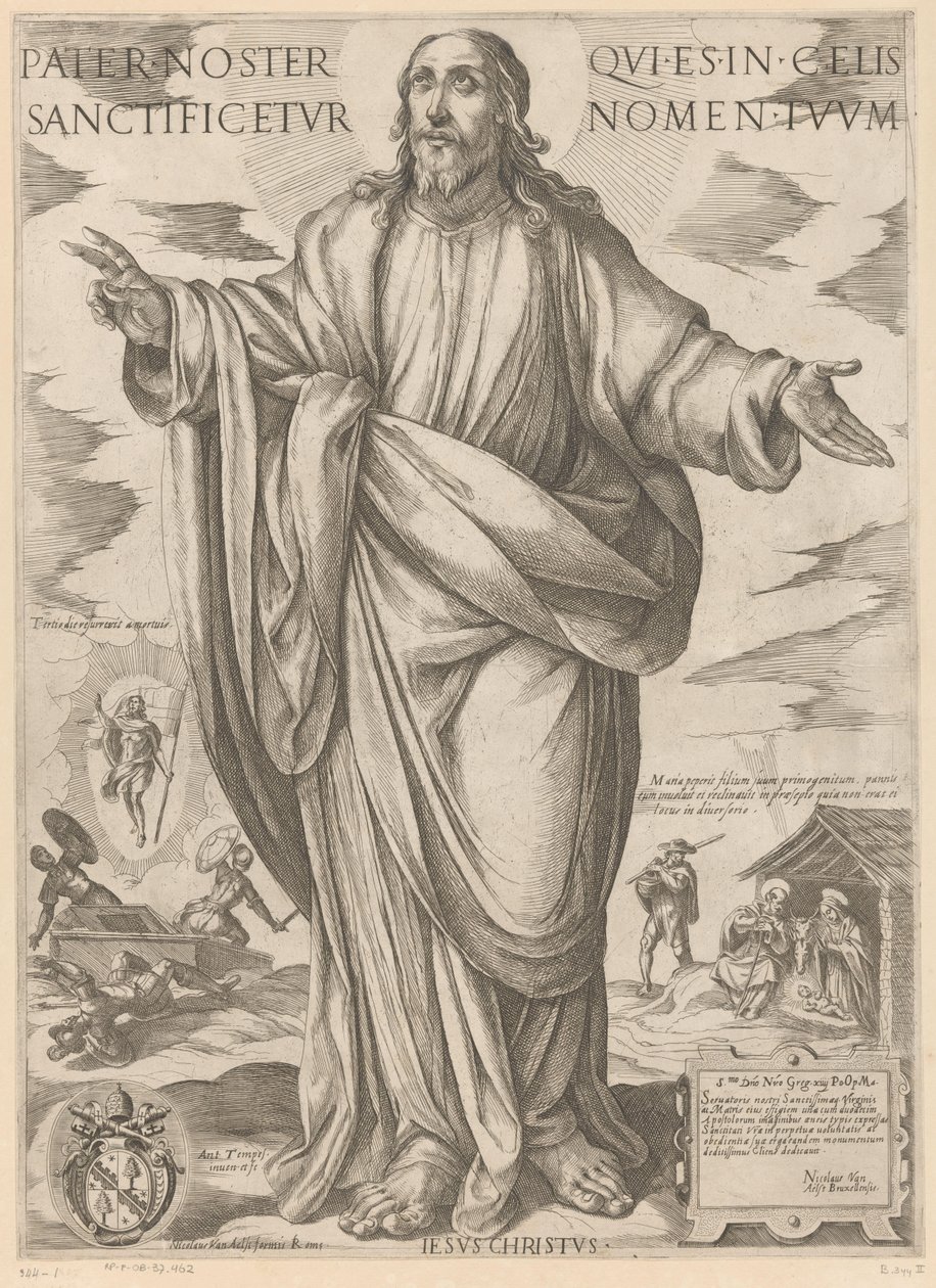 Kristus Fader vår som är i himlen, helgat vare ditt namn (titel på föremålet) Kristus, Maria och aposteln (serietitel) av Antonio Tempesta