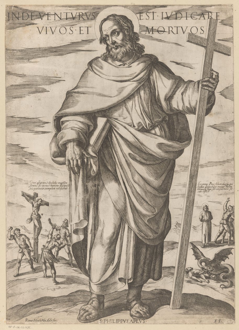 Av Sankt Filip Därifrån kommer han att döma levande och döda (titel på föremål) Kristus, Maria och aposteln (serietitel) av Antonio Tempesta