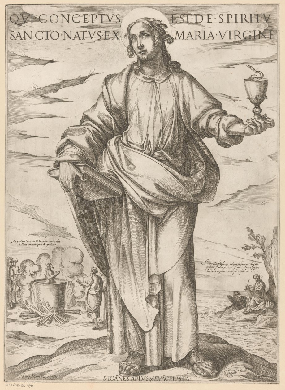 Av Sankt Johannes Som avlades av den helige Ande, född av jungfru Maria (titel på föremålet) Kristus, Maria och aposteln (serietitel) av Antonio Tempesta