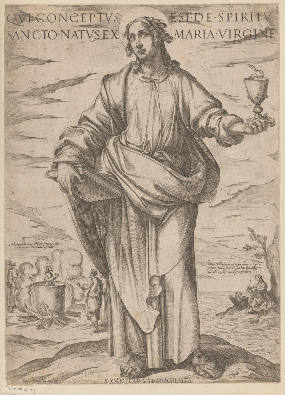 Av Sankt Johannes Som avlades av den helige Ande, född av jungfru Maria (titel på föremålet) Kristus, Maria och aposteln (serietitel) av Antonio Tempesta